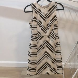 H&M U.S Size 4 White and Black Color Sleeveless V-Stripe Dress with back zipper